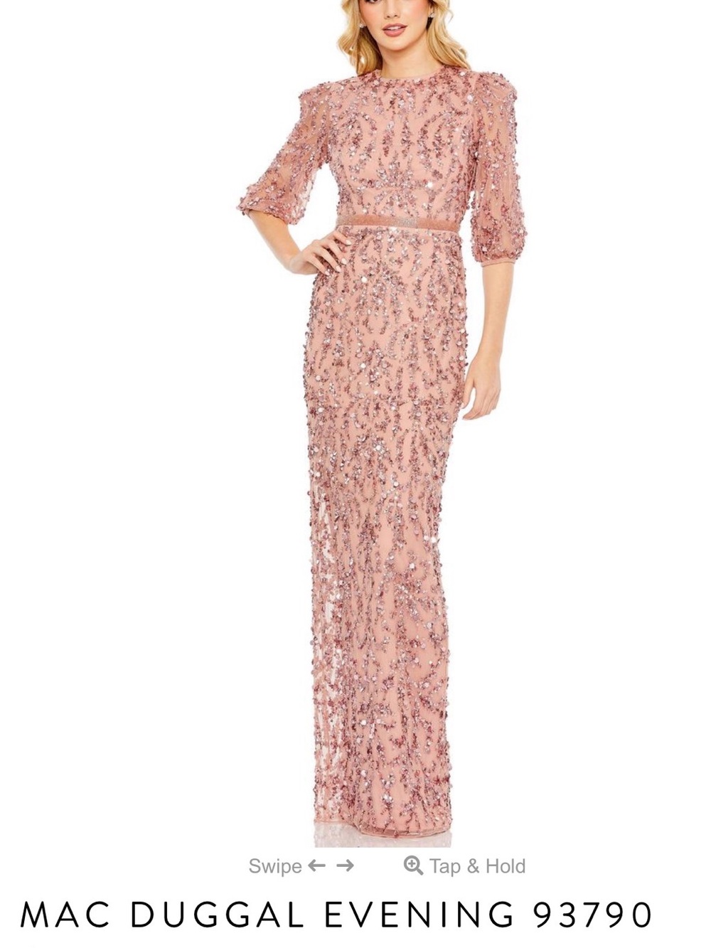 Mac Duggal Rose Pink Sequin Embellished Maxi Gown